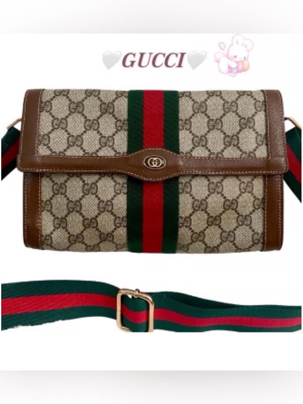 Auth GG Supreme Interlocking Web Sherryline Ophidia Clutch